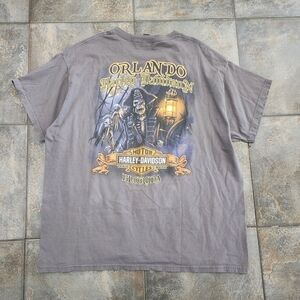 Harley Davidson Motorcycles Men's XL Y2K Pirate Skeleton Orlando T Shirt